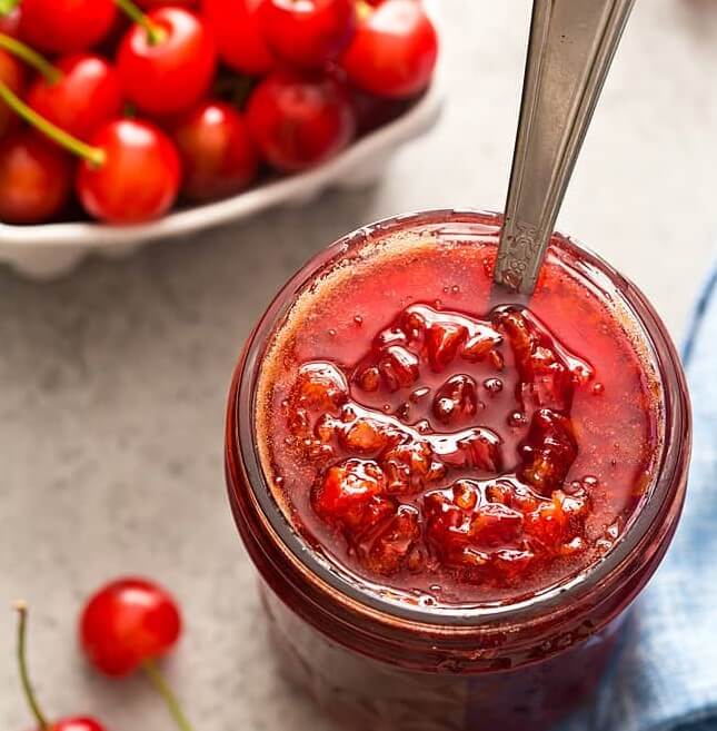 Low Sugar Cherry Vanilla Jam